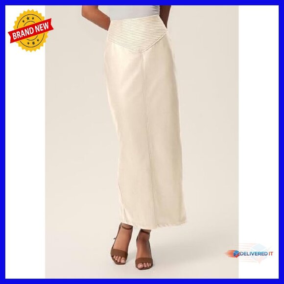 Faux Leather Maxi Skirt High Waist Pencil Slit Work Casual - Picture 5 of 8